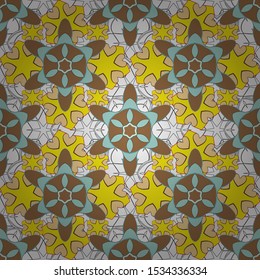 Seamless pattern in brown, yellow and white colors with cute ditsy flowers. Cute vector floral pattern in the small flower.
