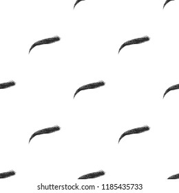 Seamless pattern with brows for brow bar. Professional makeup artist background with woman black eyebrow. Black fashion illustration on white backdrop. Graphic art style vector illustration