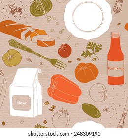 Seamless pattern. Brunch. Food illustration.