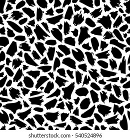 Seamless pattern with brush abstract spots. Hand drawn graphic elements. Fluent sketchy 
style.