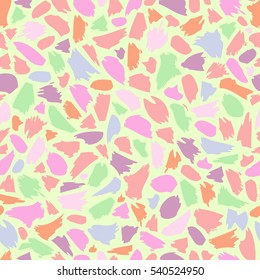 Seamless pattern with brush abstract spots. Hand drawn graphic elements. Fluent sketchy style.