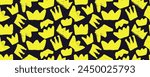 Seamless pattern with brush drawn yellow crowns. King crown sketches. Ornament with black charcoal hand drawn heads tiaras. Doodle diadems seamless banner. Queen  diadems vector ornament.