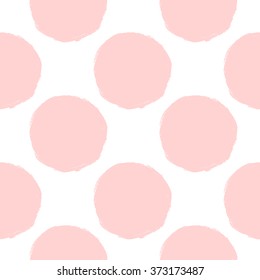 Seamless pattern with brush hand-drawn pink dots