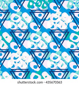  Seamless pattern with brush painted geometric shapes