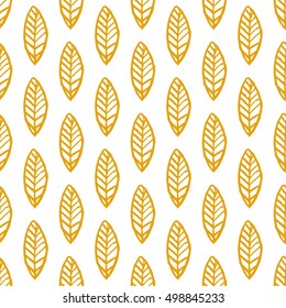 Seamless pattern with brush painted  leaves. Hand drawn abstract background.