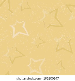 Seamless pattern with brush painted stars over yellow