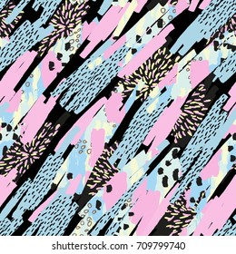 Seamless pattern, brush painting with texture on black background