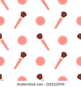 Seamless pattern with brush and rouge on white background. Modern design for fabric and paper, surface textures.