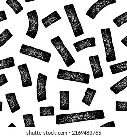 Patrón sin inconvenientes con trazos de pincel. Caóticos pinceladas gruesas, garabatos desordenados. Elementos estilizados a mano para tejidos, embalajes, artículos de papelería, papel pintado y textiles. Textura vectorial.