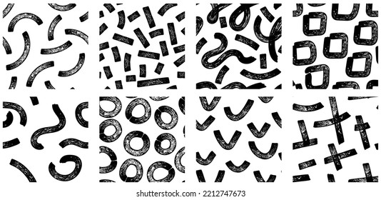 Seamless pattern with brush strokes. Chaotic thick brush strokes, messy scribbles. Contemporary hand drawn elements for fabric, wrapping, stationery, wallpaper and textile. Vector texture.