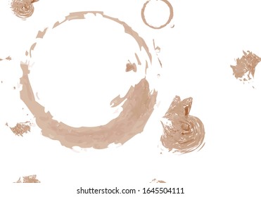 Patrón sin problemas con pinceladas en forma de manchas marrones de té o café sobre un mantel blanco. Impresión abstracta. Ilustración vectorial EPS10