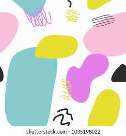 Seamless pattern with brush strokes in fresh pastel colors. Abstract brushstroke background, colorful patter. 