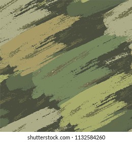 Seamless pattern. Brush strokes in green colors. Abstract background.