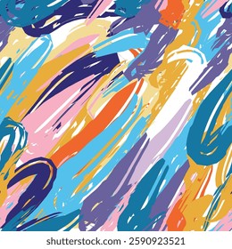 seamless pattern brush strokes pattern spots blobs paint bright print background