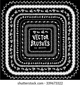Seamless pattern brushes with  Christmas fir branches on white. 