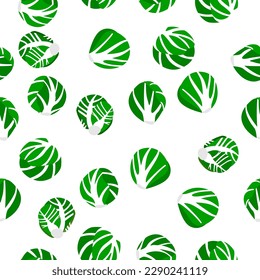 A seamless pattern of Brussels sprout on white background. vector illustration.