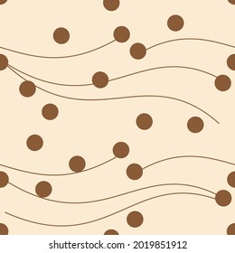 Seamless Pattern With Bubble Milk Tea Texture On Milk Background Vector Illustration.