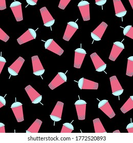 Seamless pattern with bubble tea. Vector illustration.