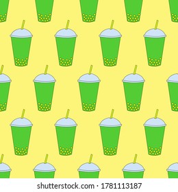 Seamless pattern with bubble tea. Vector illustration.