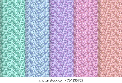 Seamless pattern with bubble texture in five pastel colors