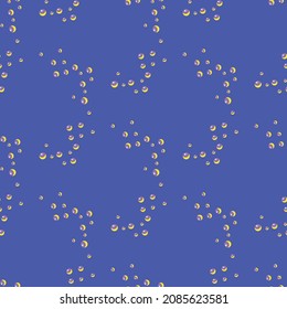 Burbujas de patrones sin foco sobre fondo azul brillante. Textura abstracta del jabón para cualquier propósito. Plantilla geométrica para el diseño de tela textil. Ornamento vectorial simple.