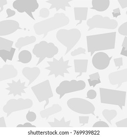 Seamless pattern of bubbles speech. Gray background. Vector illustration. 