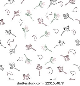 Seamless pattern buds and rose petals. Confetti, cosmetics, wedding beautiful floral background