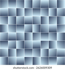 A seamless pattern of bue-gray gradient squares outlined in white and stacked in a grid formation