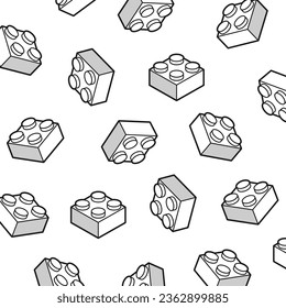 Seamless pattern building block brick toy and for children fashion seamless fabric, print, wallpaper design flat vector illustration.