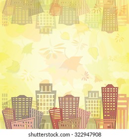 Seamless pattern with building, fall or autumn season. City endless background. Ready to use as swatch.