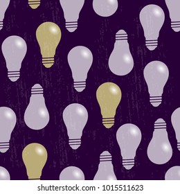 Seamless pattern. The bulbs light. Purple background