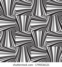 Seamless pattern with bulge horizontal and vertical black segments