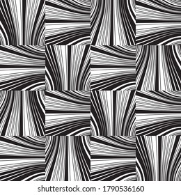 Seamless pattern with bulge horizontal and vertical black segments