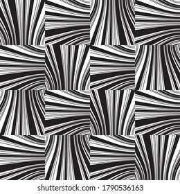 Seamless pattern with bulge horizontal and vertical black segments