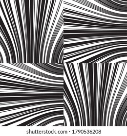 Seamless pattern with bulge horizontal and vertical black segments