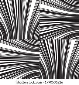 Seamless pattern with bulge horizontal and vertical black segments