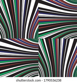 Seamless pattern with bulge horizontal and vertical colored segments