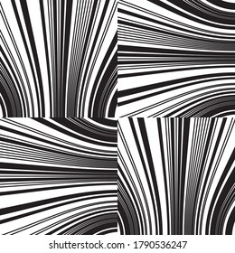 Seamless pattern with bulge horizontal and vertical black segments