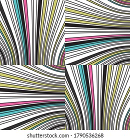 Seamless pattern with bulge horizontal and vertical colored segments