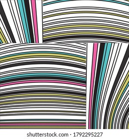 Seamless pattern with bulge horizontal and vertical colored segments