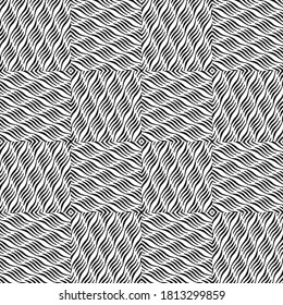 Seamless pattern with bulge oblique black bands