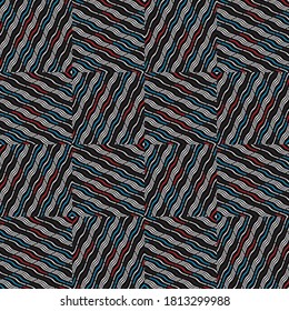 Seamless pattern with bulge oblique black bands
