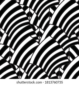 Seamless pattern with bulge oblique black bands