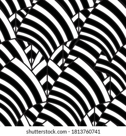 Seamless pattern with bulge oblique black bands