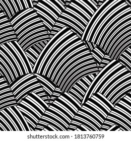 Seamless pattern with bulge oblique black bands