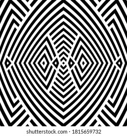 Seamless pattern with bulge oblique black bands