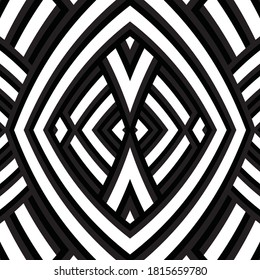 Seamless pattern with bulge oblique black bands