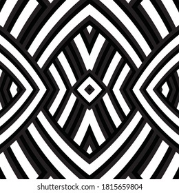 Seamless pattern with bulge oblique black bands
