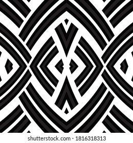 Seamless pattern with bulge oblique black bands