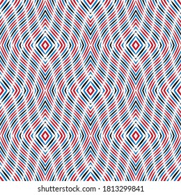 Seamless pattern with bulge oblique colored bands